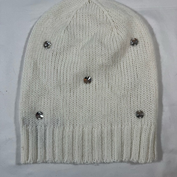 Victoria's Secret White Knit Beanie with Silver Accents - Picture 3 of 6